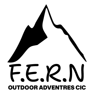 Fern Outdoor Adventures logo – mountain design in black and white